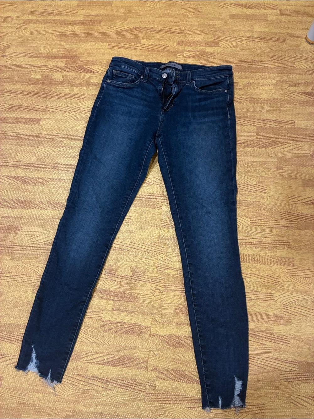 Joe's Jeans Dark Wash Skinny Jeans with Distressed Hem